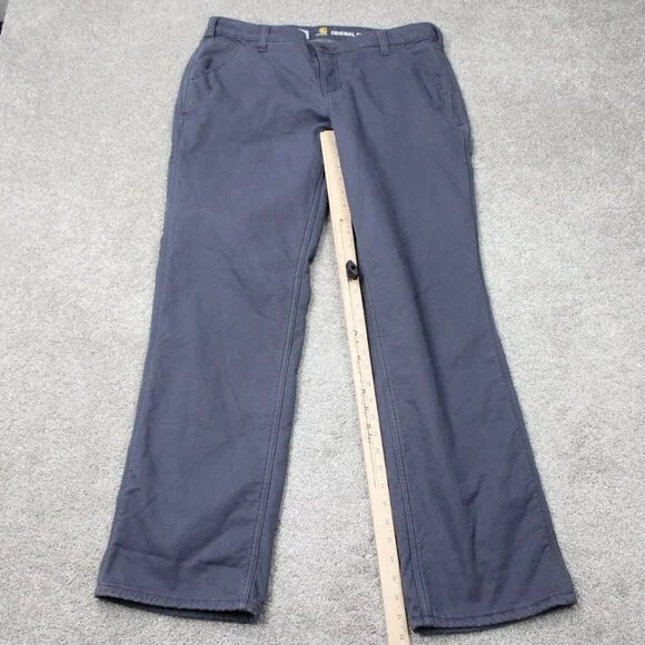Carhartt Pants NWT Womens 14 Gray Rugged Flex Loose Fit Canvas Fleece Lined - Picture 2 of 14